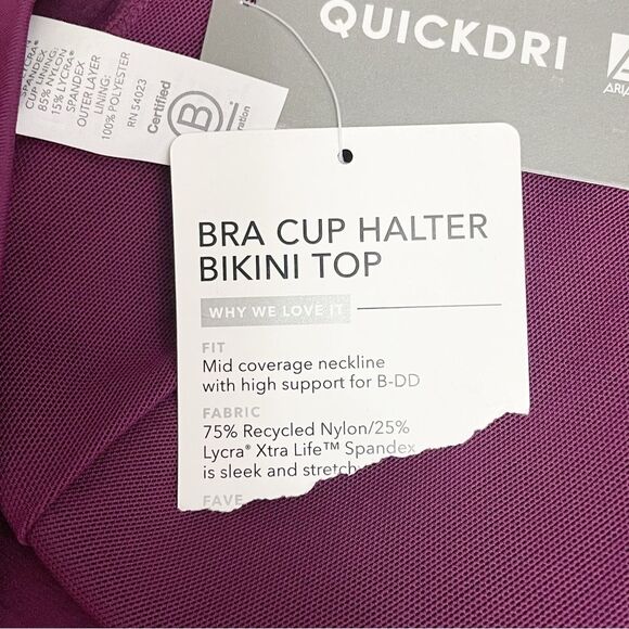 NWT Athleta Bra Cup Wrap Halter Bikini Top in Velvet Plum Purple Size 34 B/C NEW - Picture 10 of 13